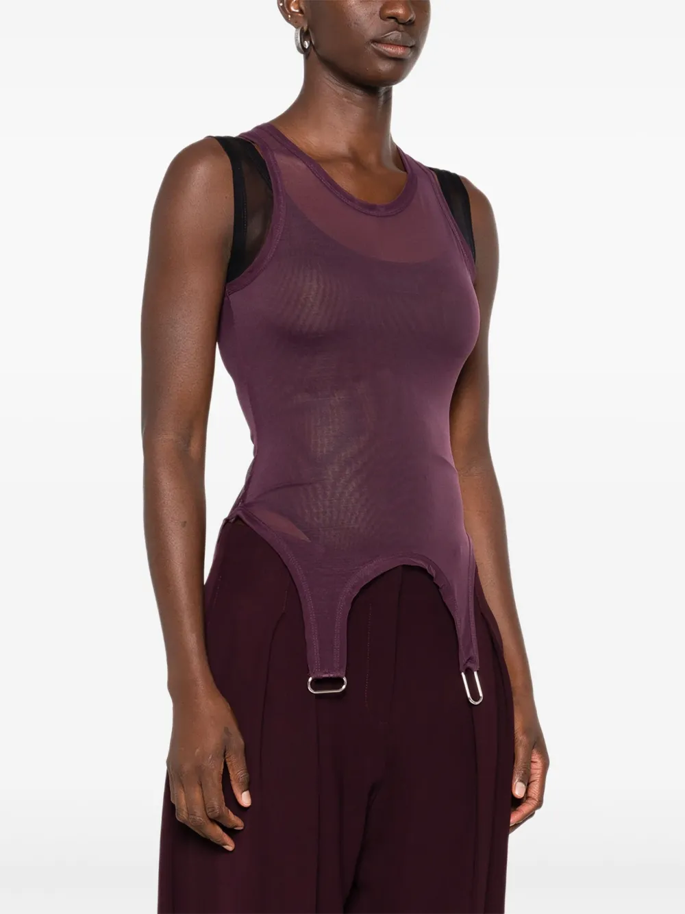 Mugler Gelaagde body met mesh Rood