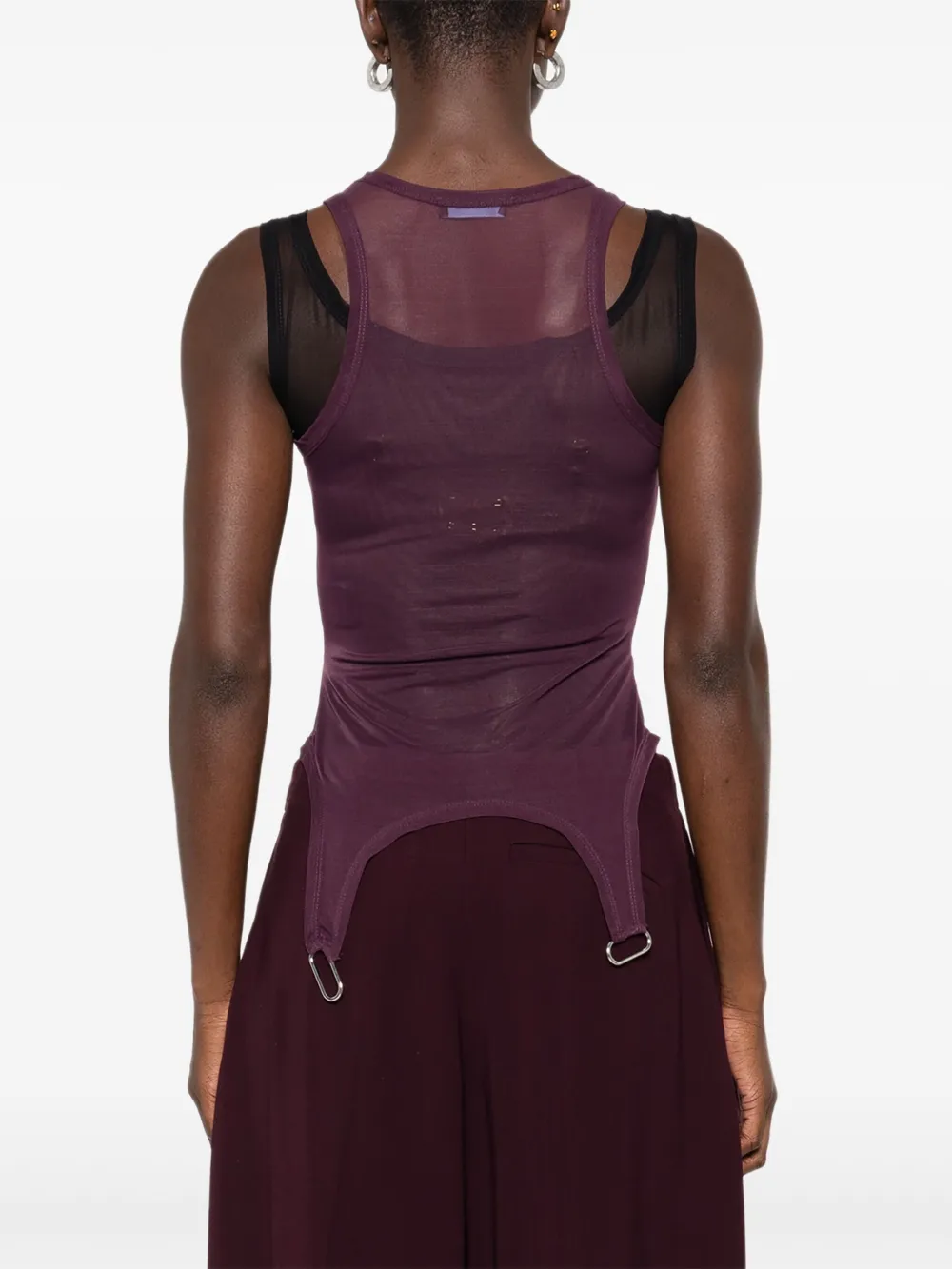 Mugler Gelaagde body met mesh Rood