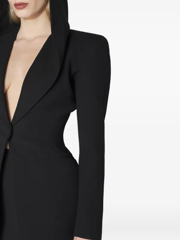 Mugler Hooded padded-shoulder Jacket | Black | FARFETCH