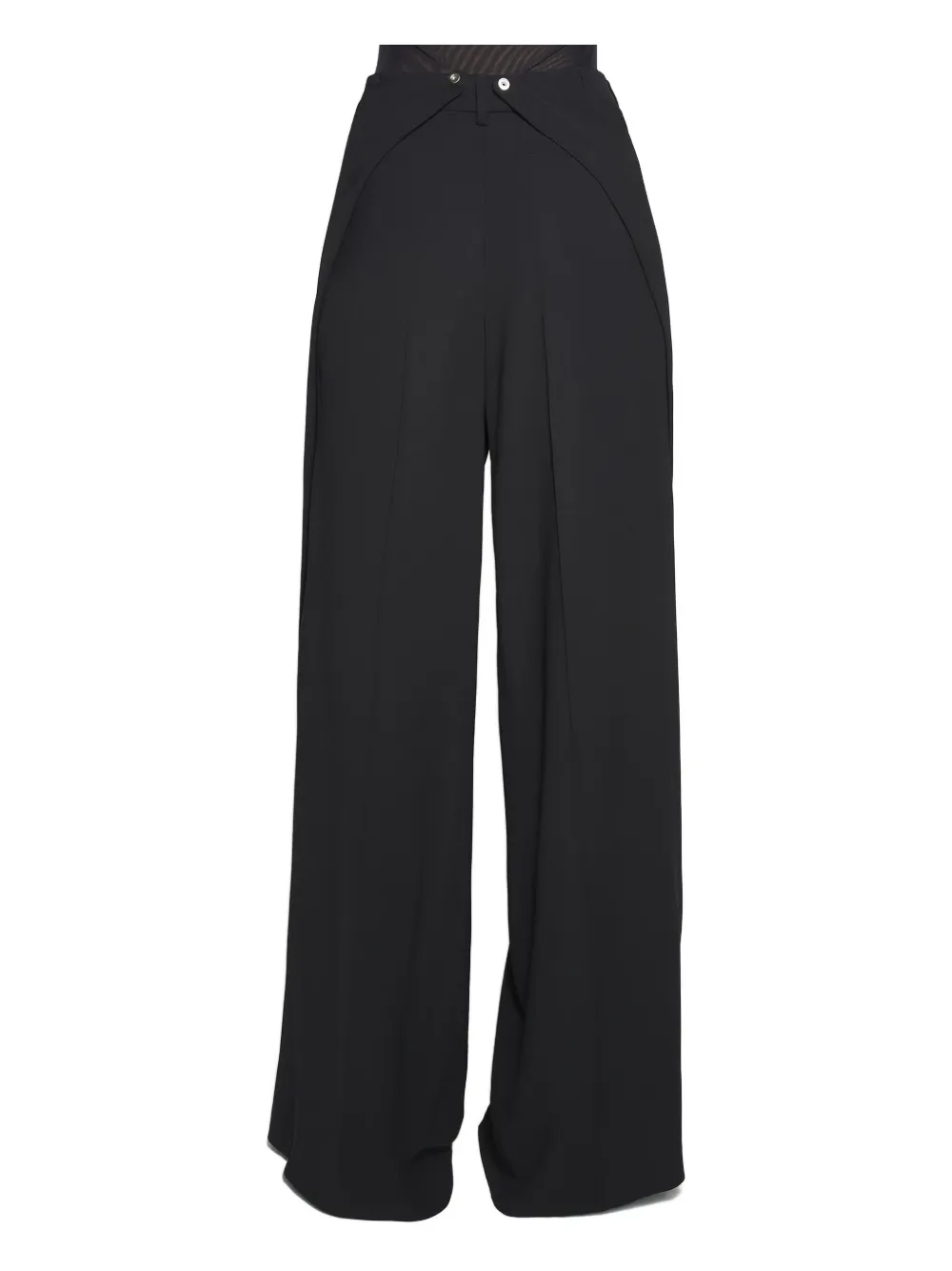 Mugler Broek met wijde pijpen en split aan de voorkant Zwart
