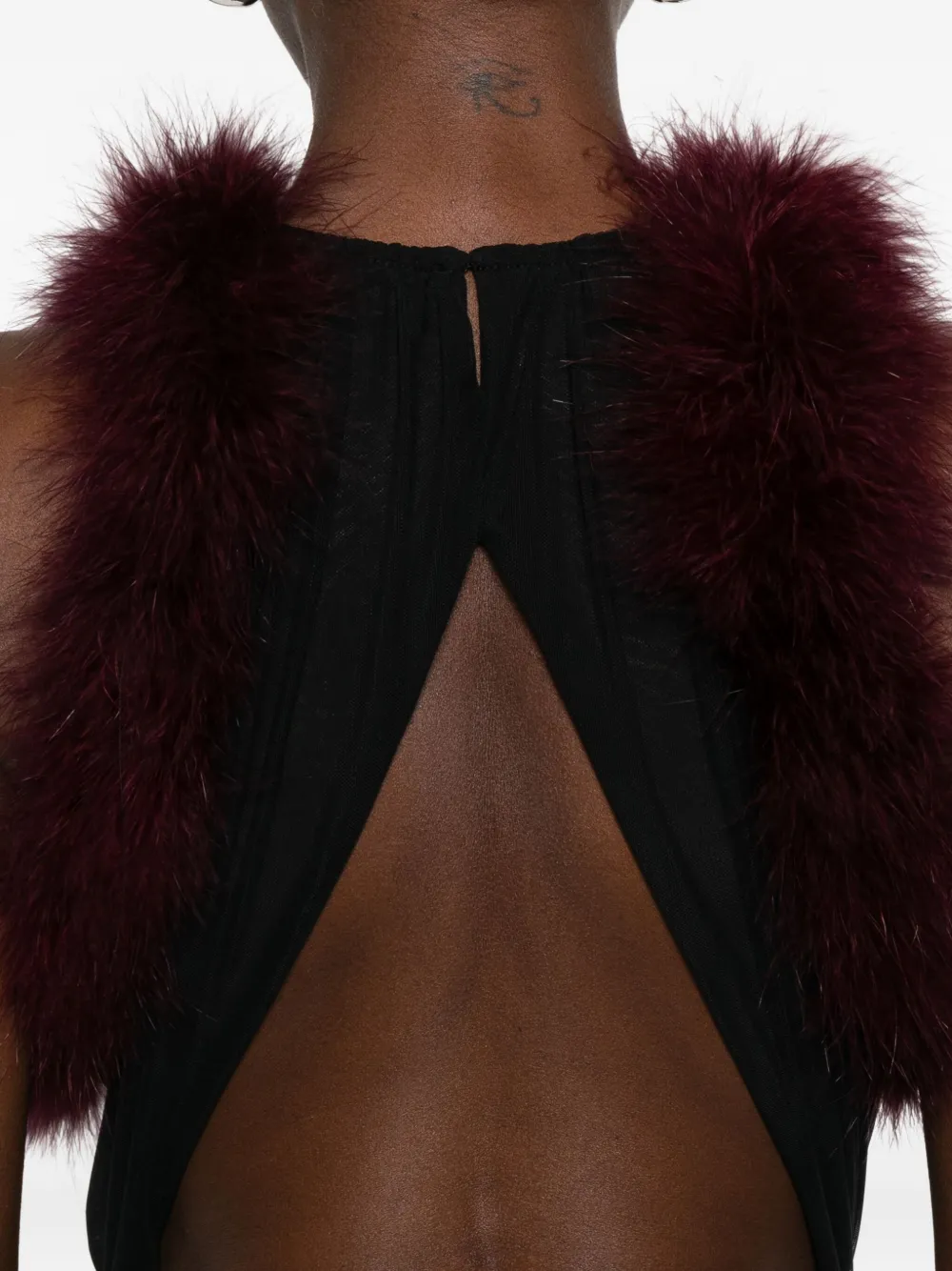 Mugler trimmed gathered dress Zwart