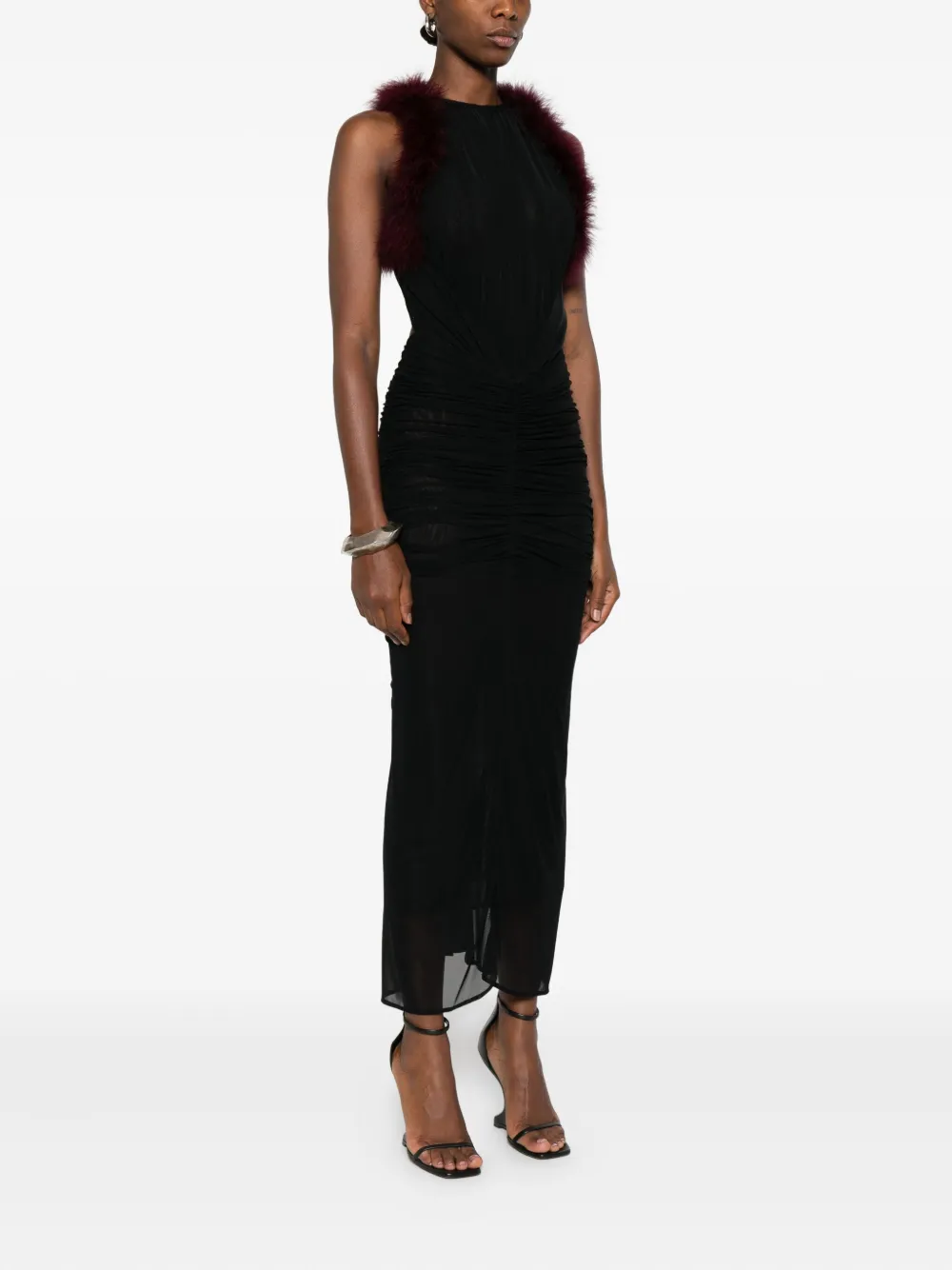 Mugler trimmed gathered dress Zwart