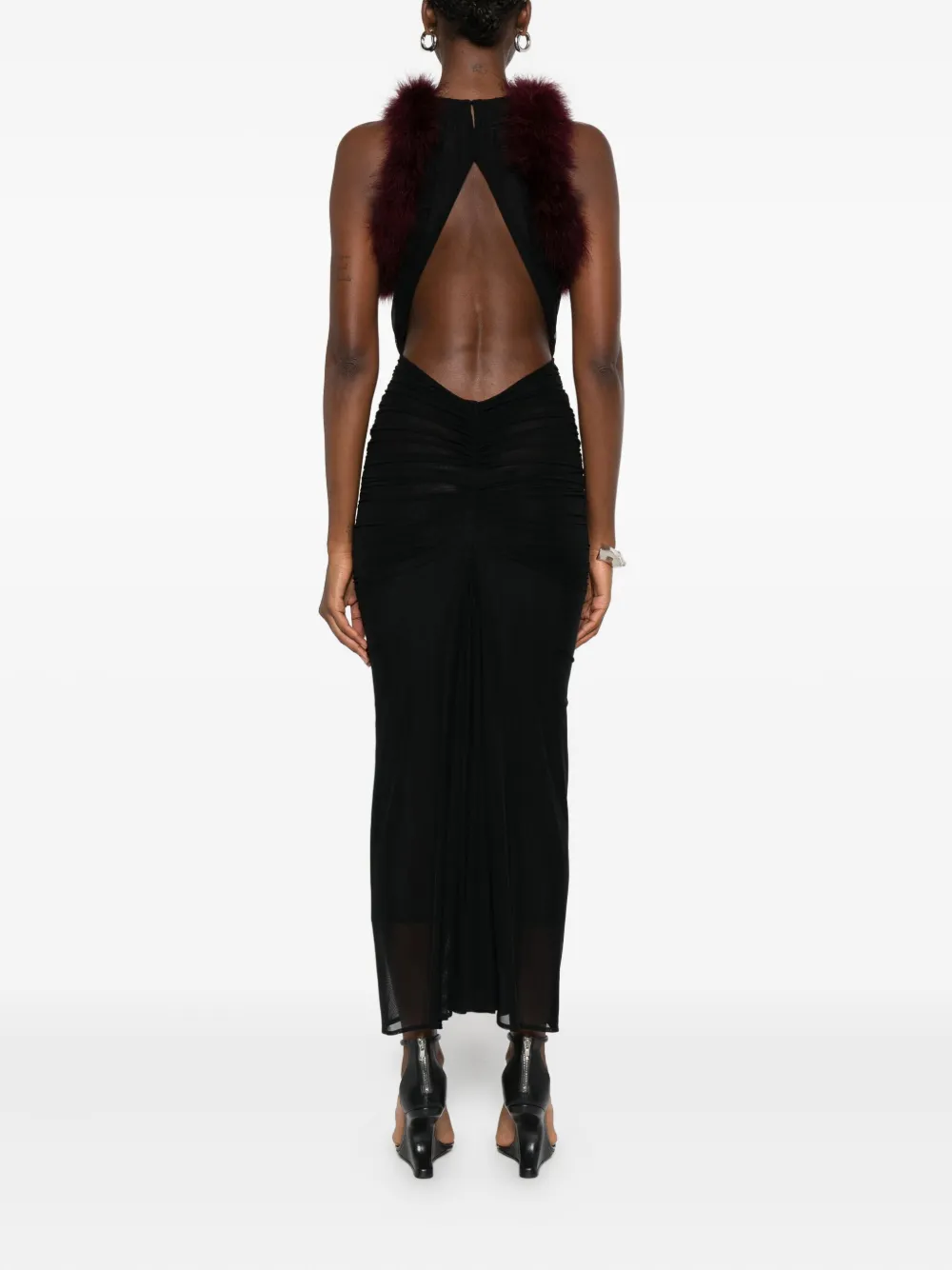 Mugler trimmed gathered dress Zwart