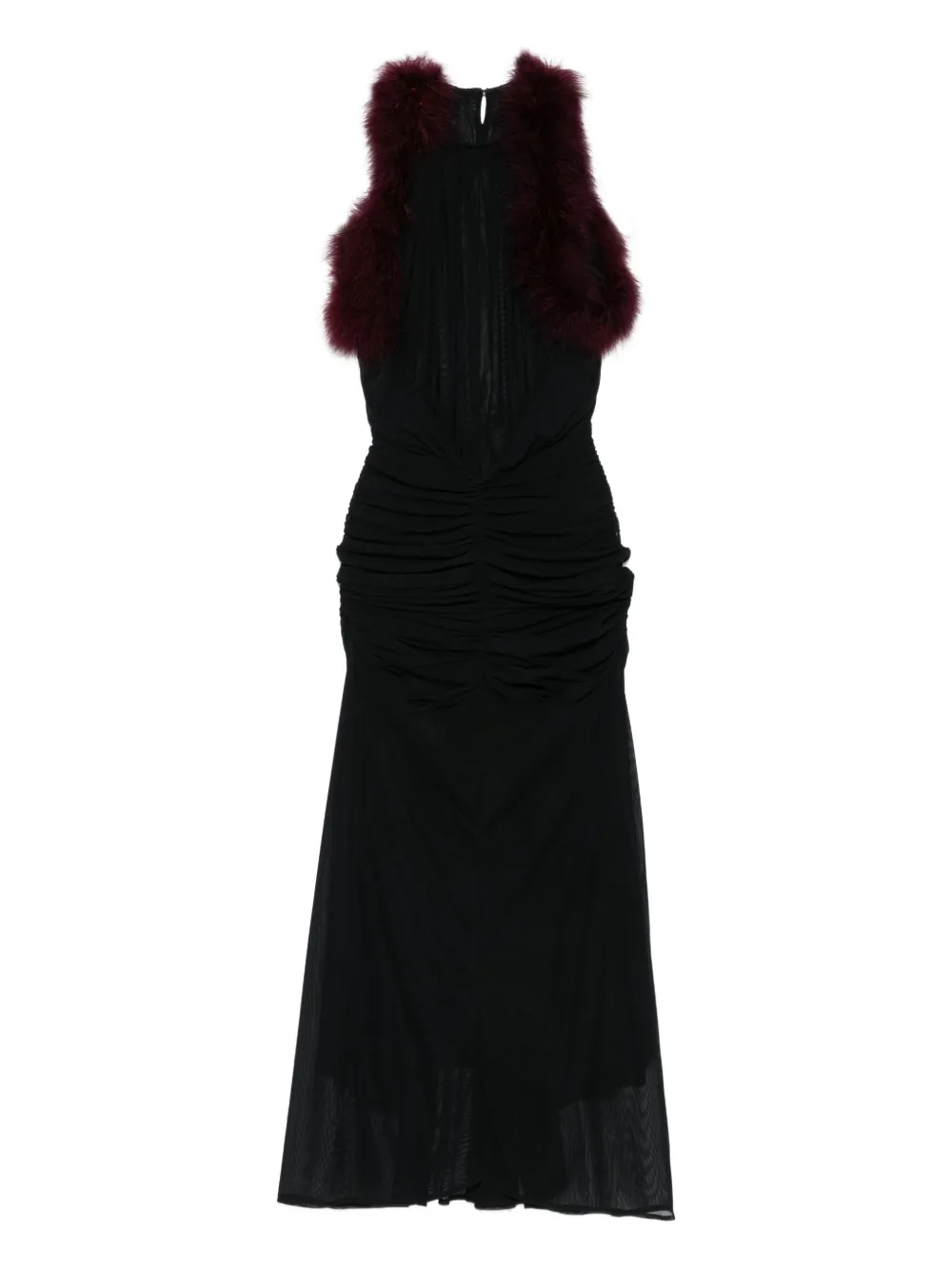 Mugler trimmed gathered dress Zwart