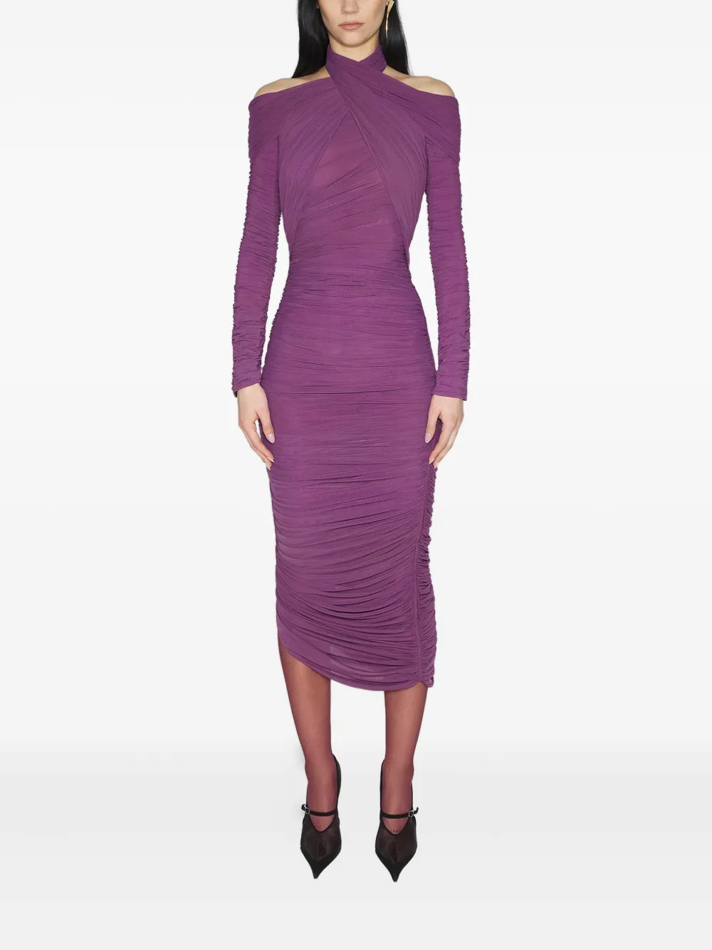 Mugler draped midi dress - Paars