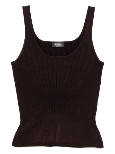 Mugler top de canalé con cuello redondo