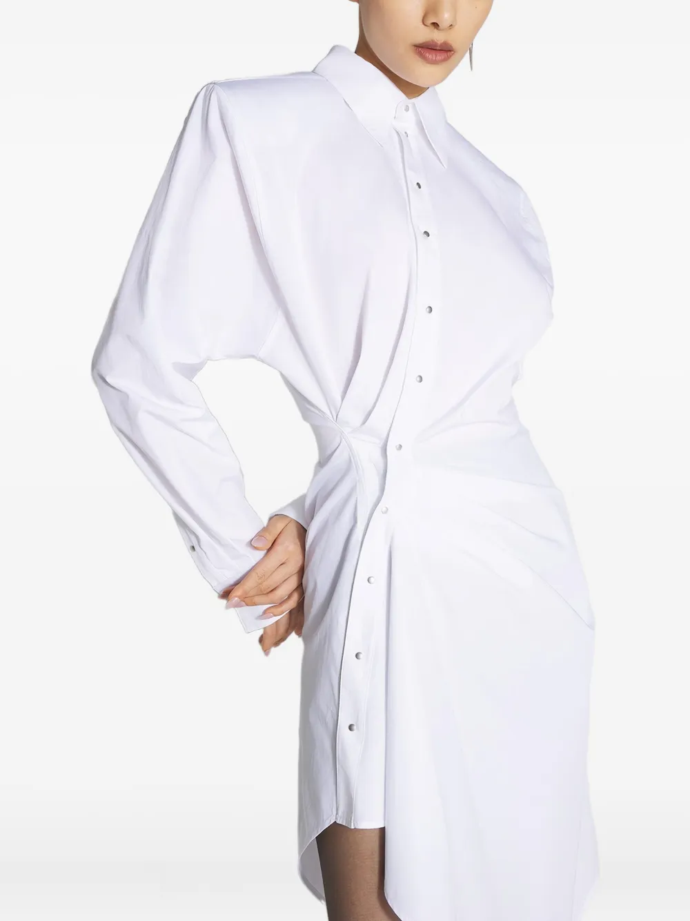 Mugler padded-shoulder asymmetrical shirt dress | White | Image 1