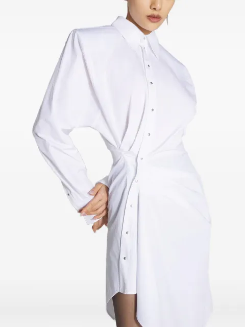 Mugler padded-shoulder asymmetrical shirt dress
