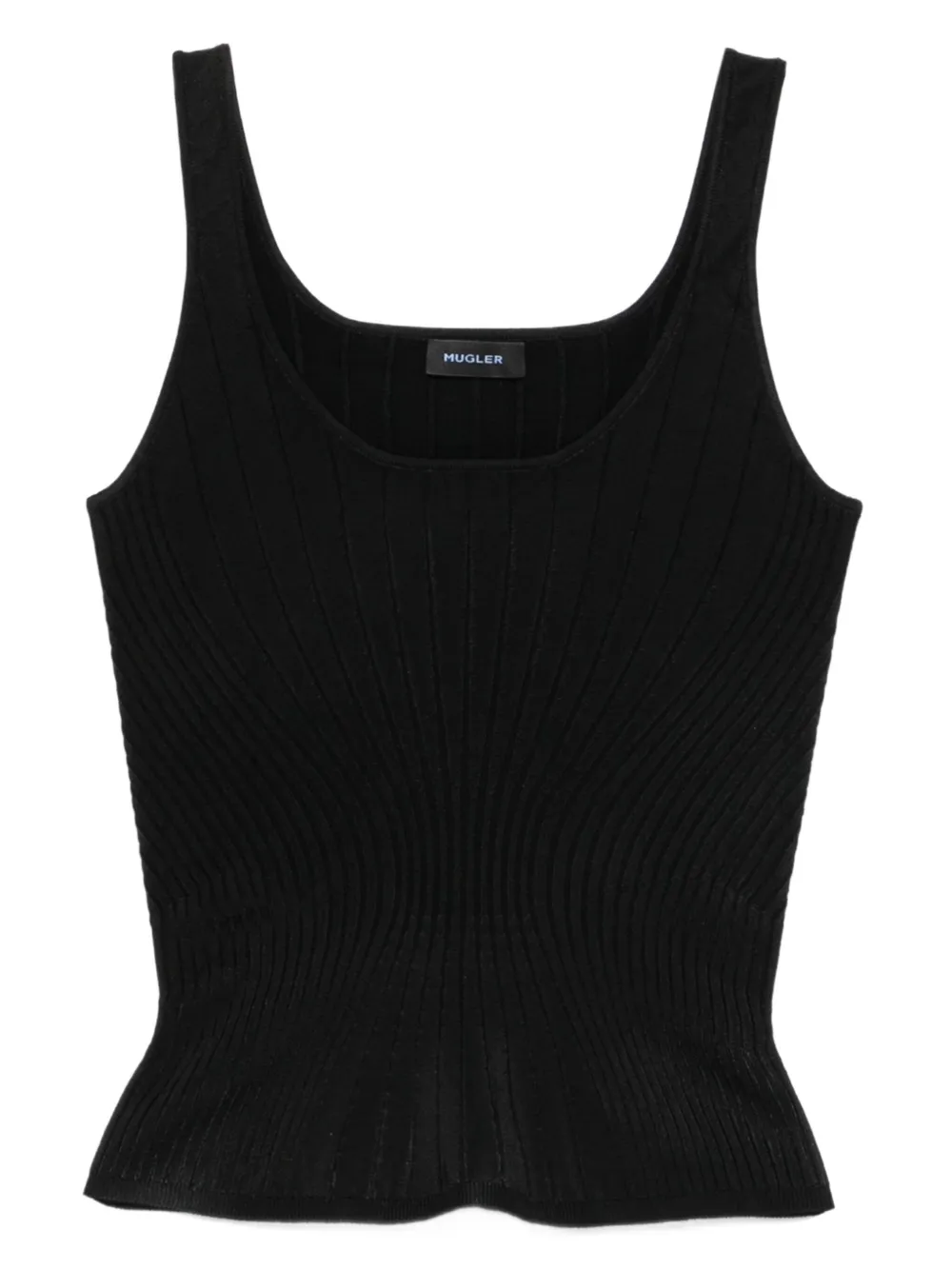 Mugler Tanktop met diepe ronde hals Zwart