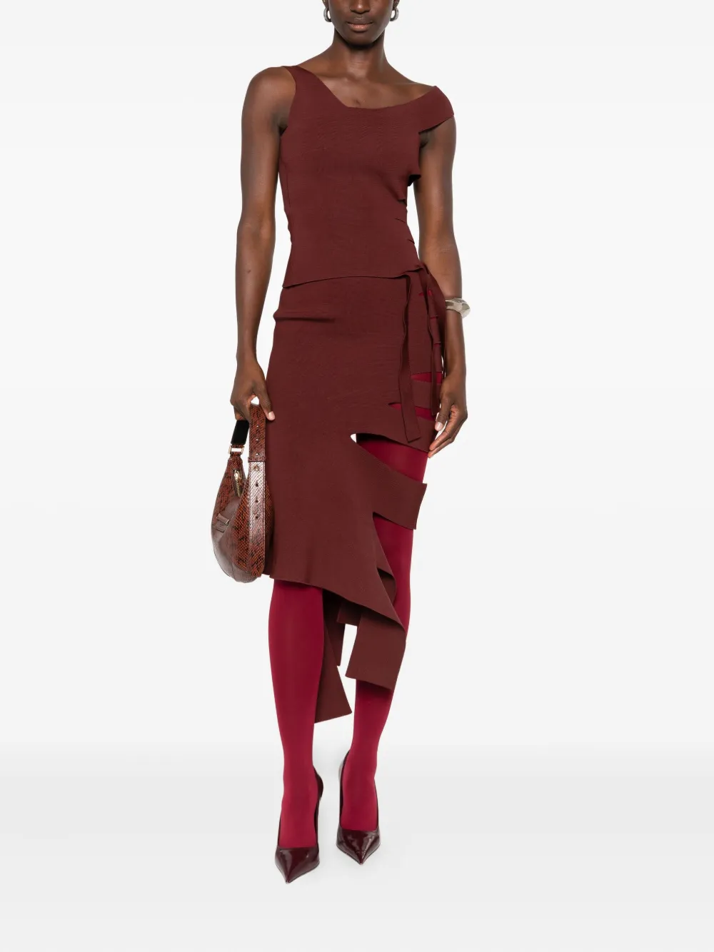 Mugler cut-out asymmetric skirt - Rood