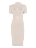 Mugler hook-and-eye ribbed-knit midi dress - Neutrals