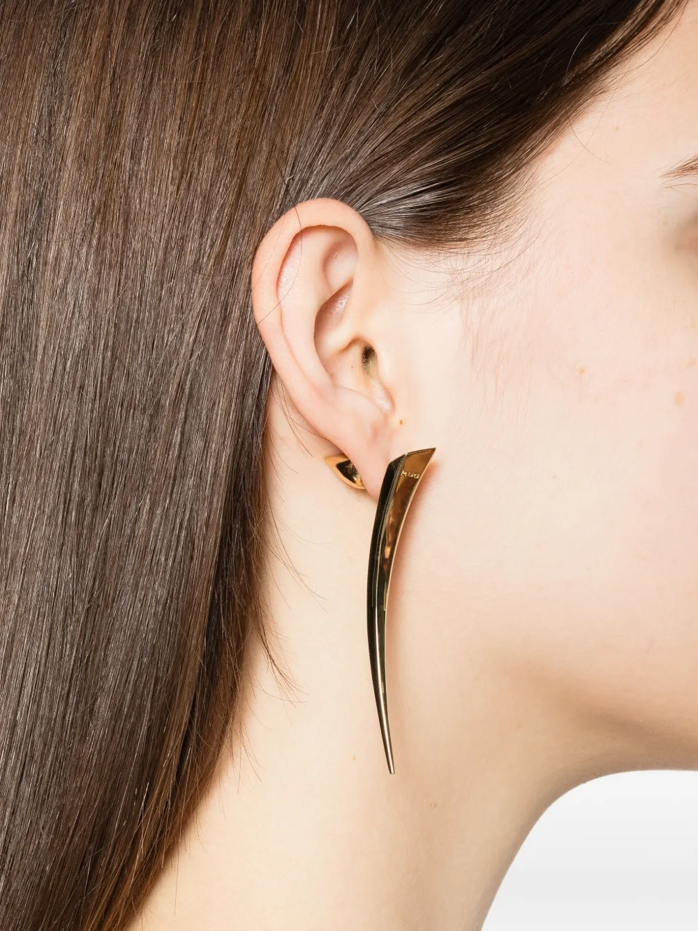 Mugler engraved-logo earrings - Goud