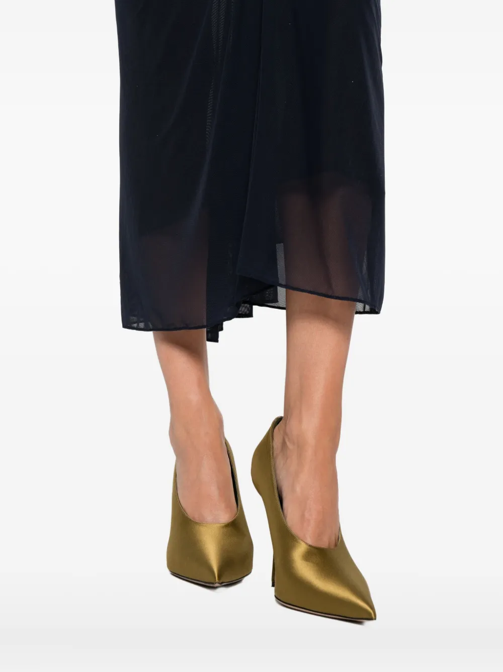 Mugler Mesh midi-rok met ruches Blauw