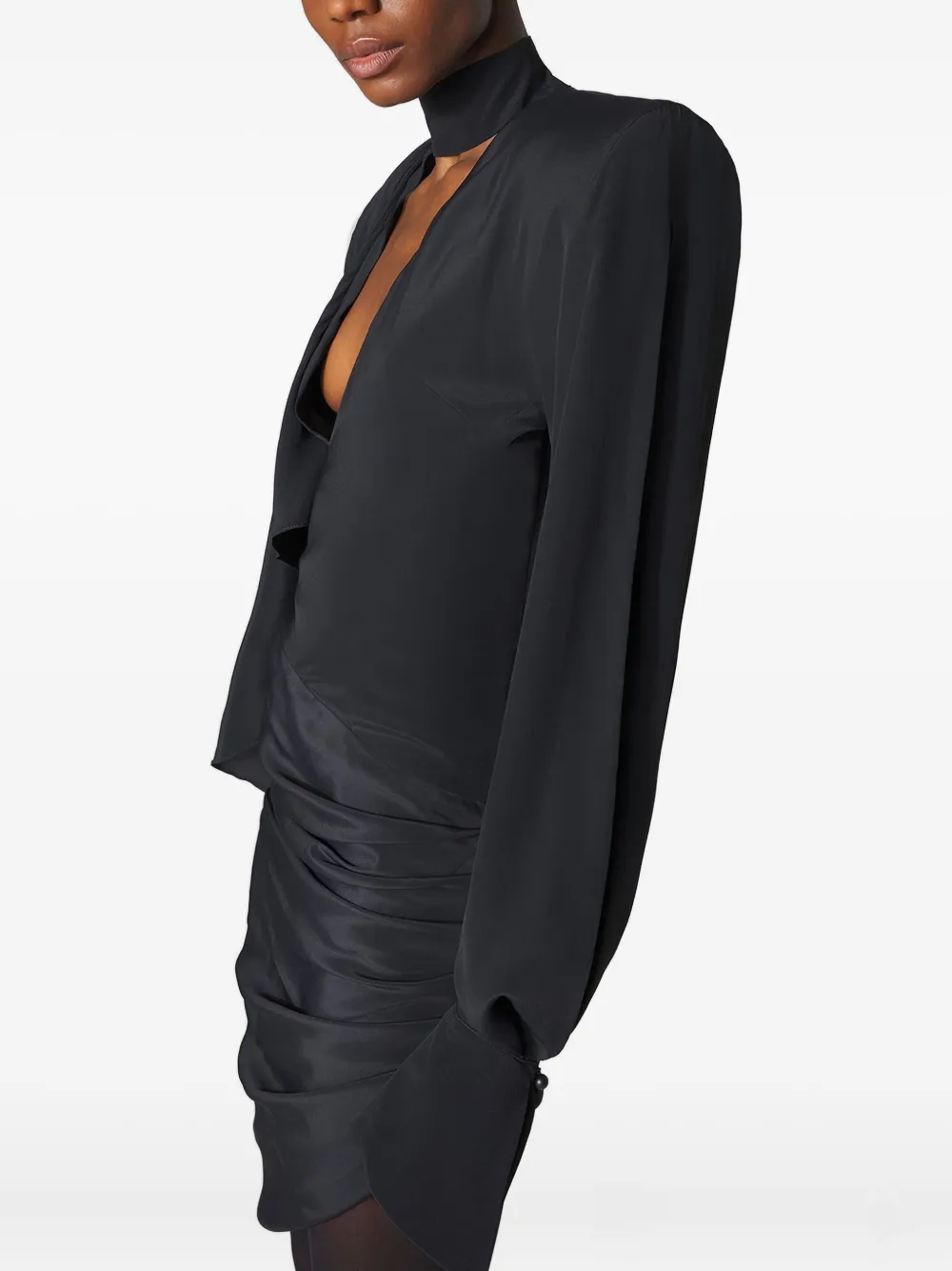 Mugler padded-shoulder high-neck mini dress | Black | Image 1