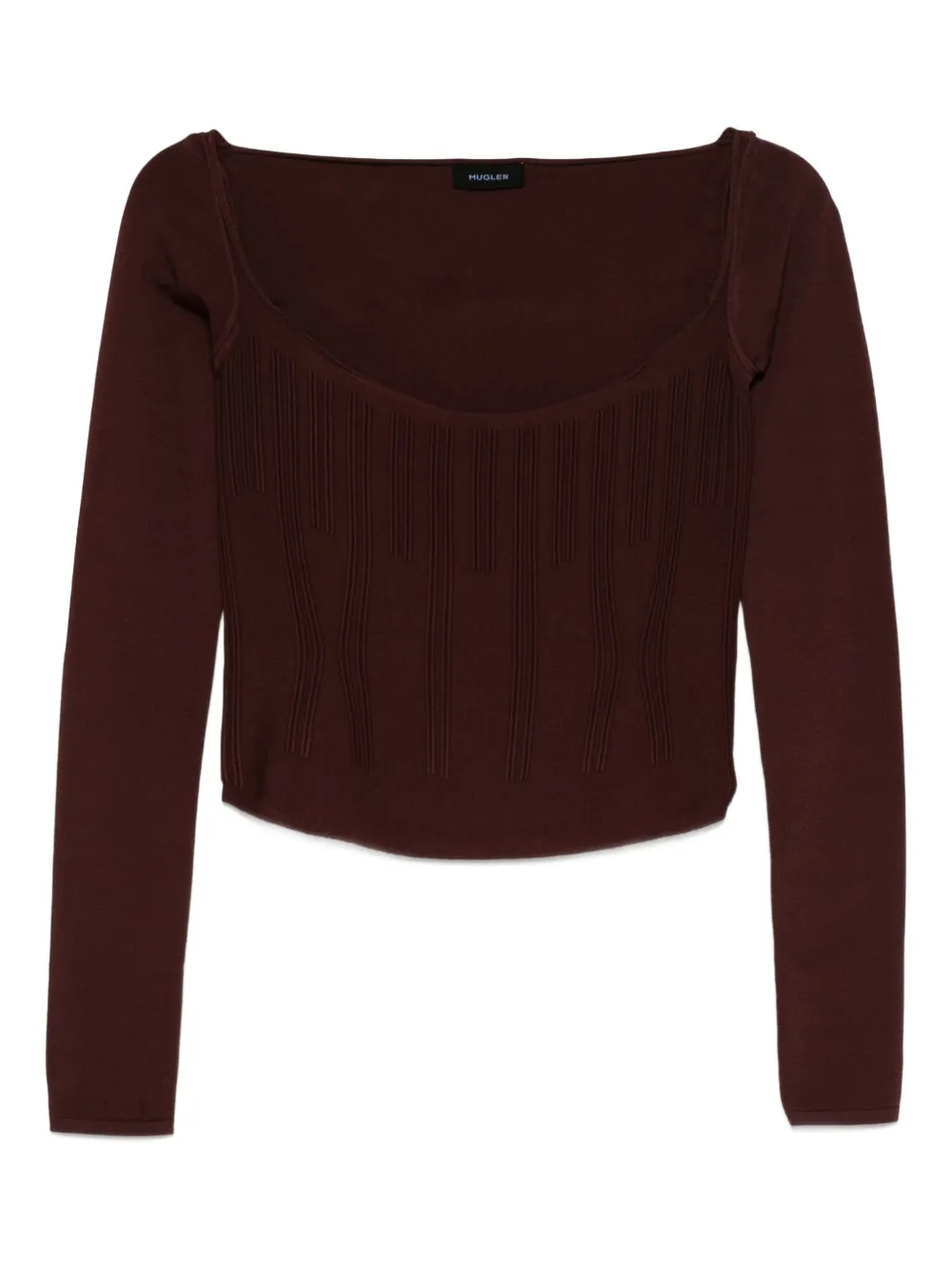 Mugler square-neck ribbed top - レッド Mugler square-neck ribbed top - レッド