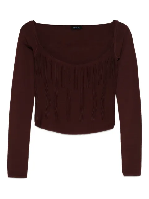 Mugler square-neck ribbed top
