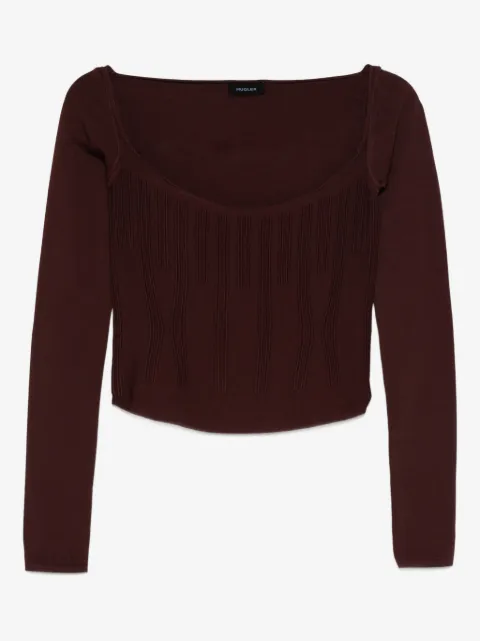 Mugler square-neck ribbed top