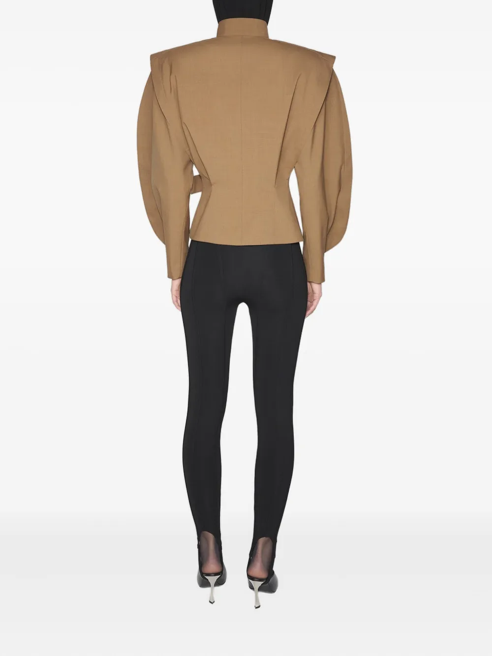 Mugler Draped-shoulder Jacket In Brown