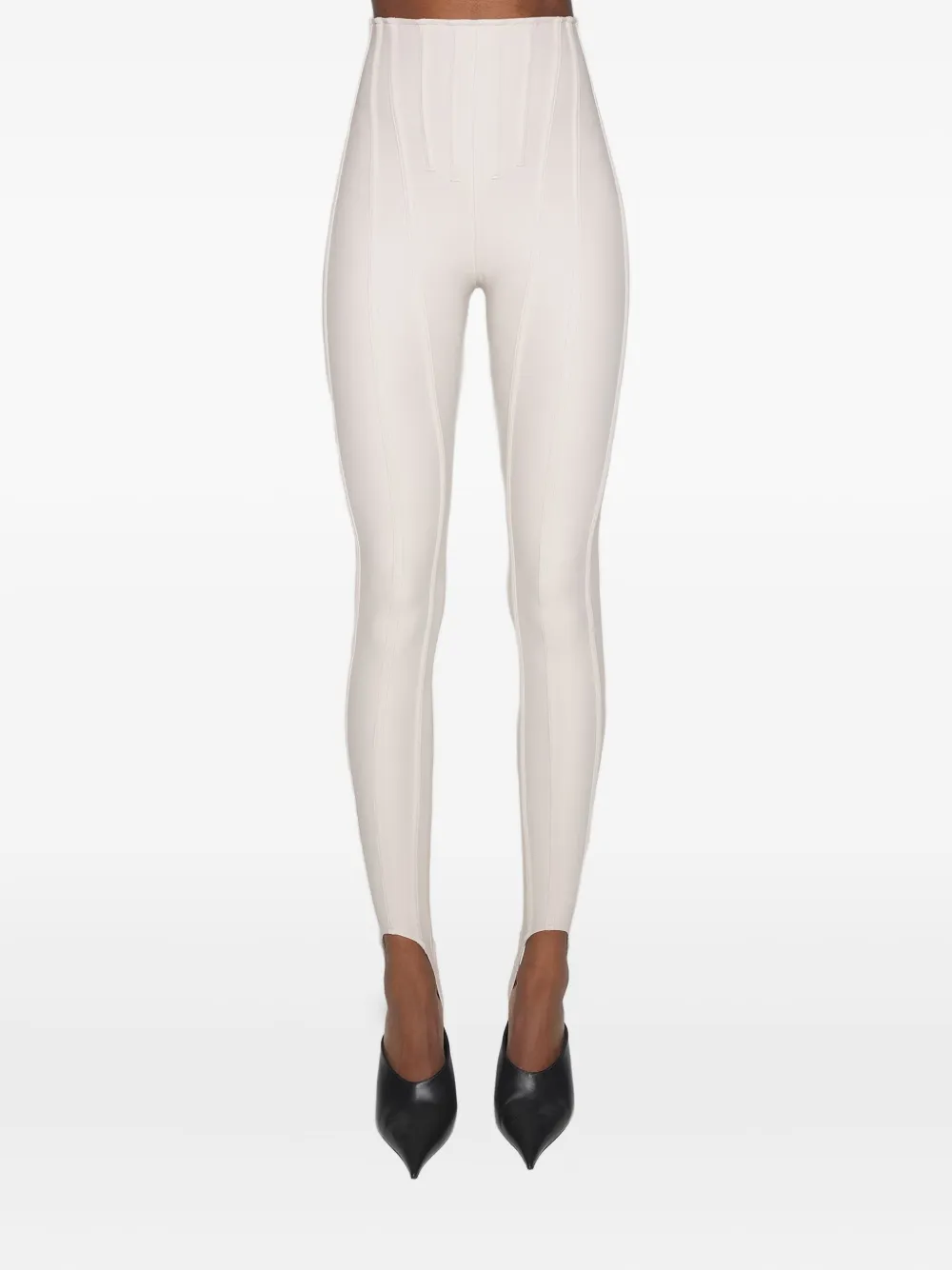 Mugler Legging met afwerking en vlakken Wit