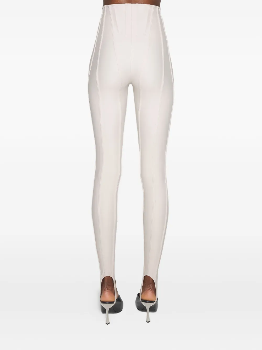 Mugler Legging met afwerking en vlakken Wit