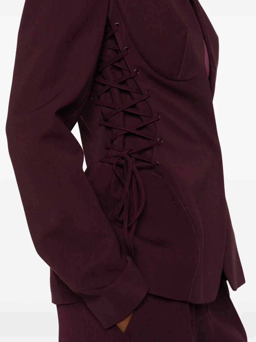 Mugler Sculpturaal jack met veters Rood