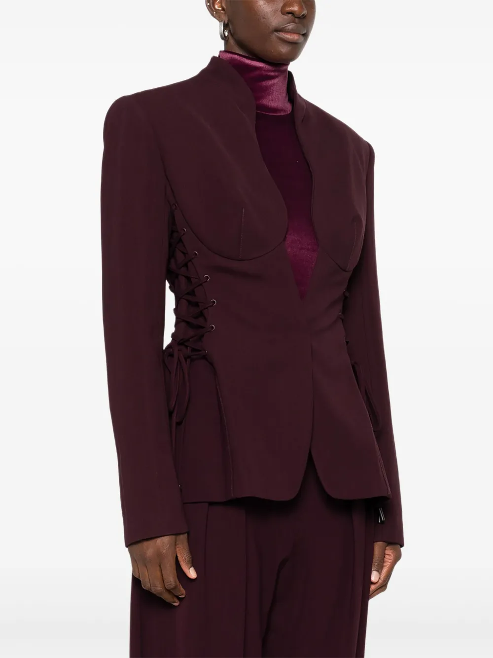 Mugler Sculpturaal jack met veters Rood