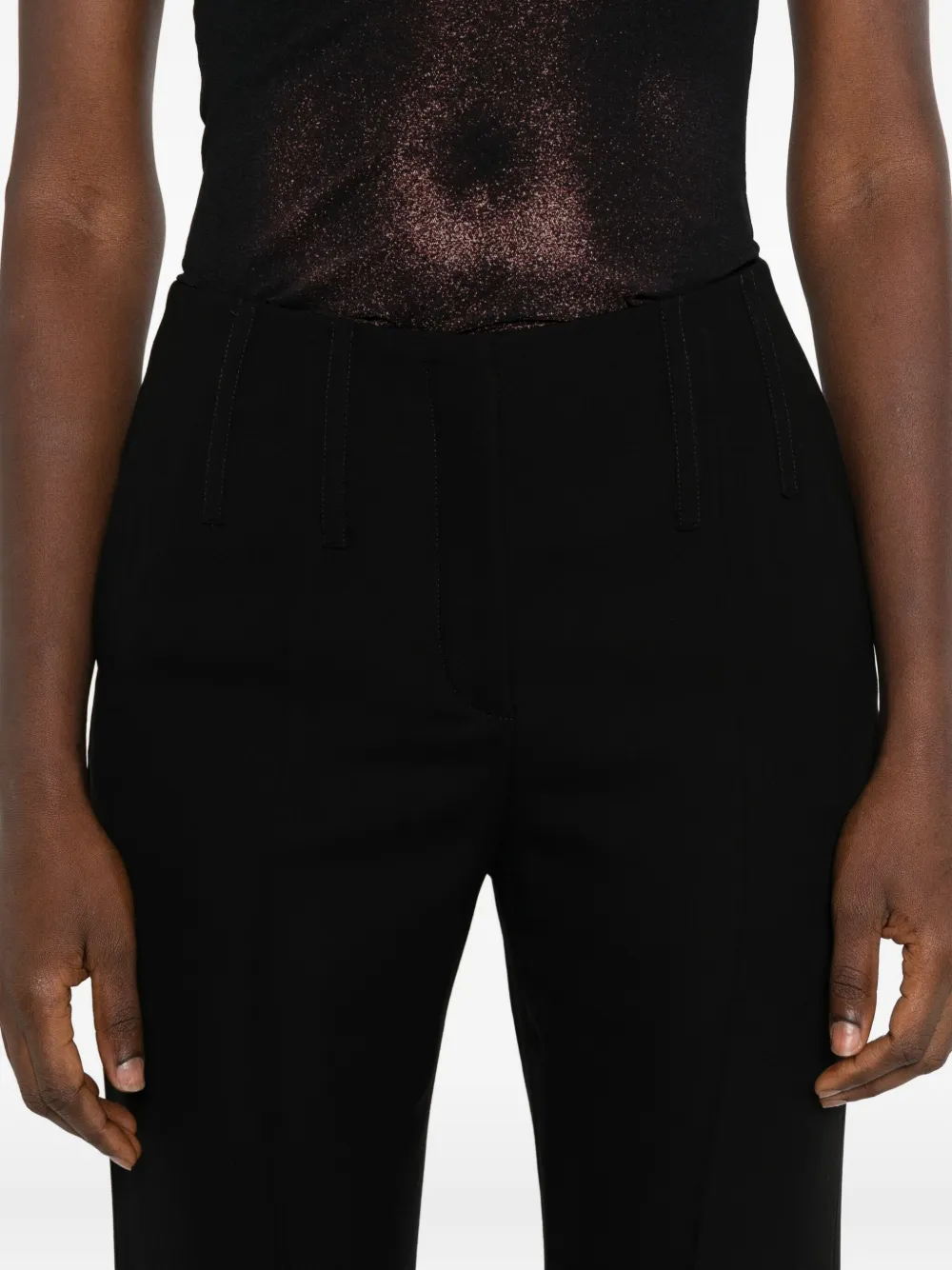 Mugler Straight broek met geplooide voorkant Zwart