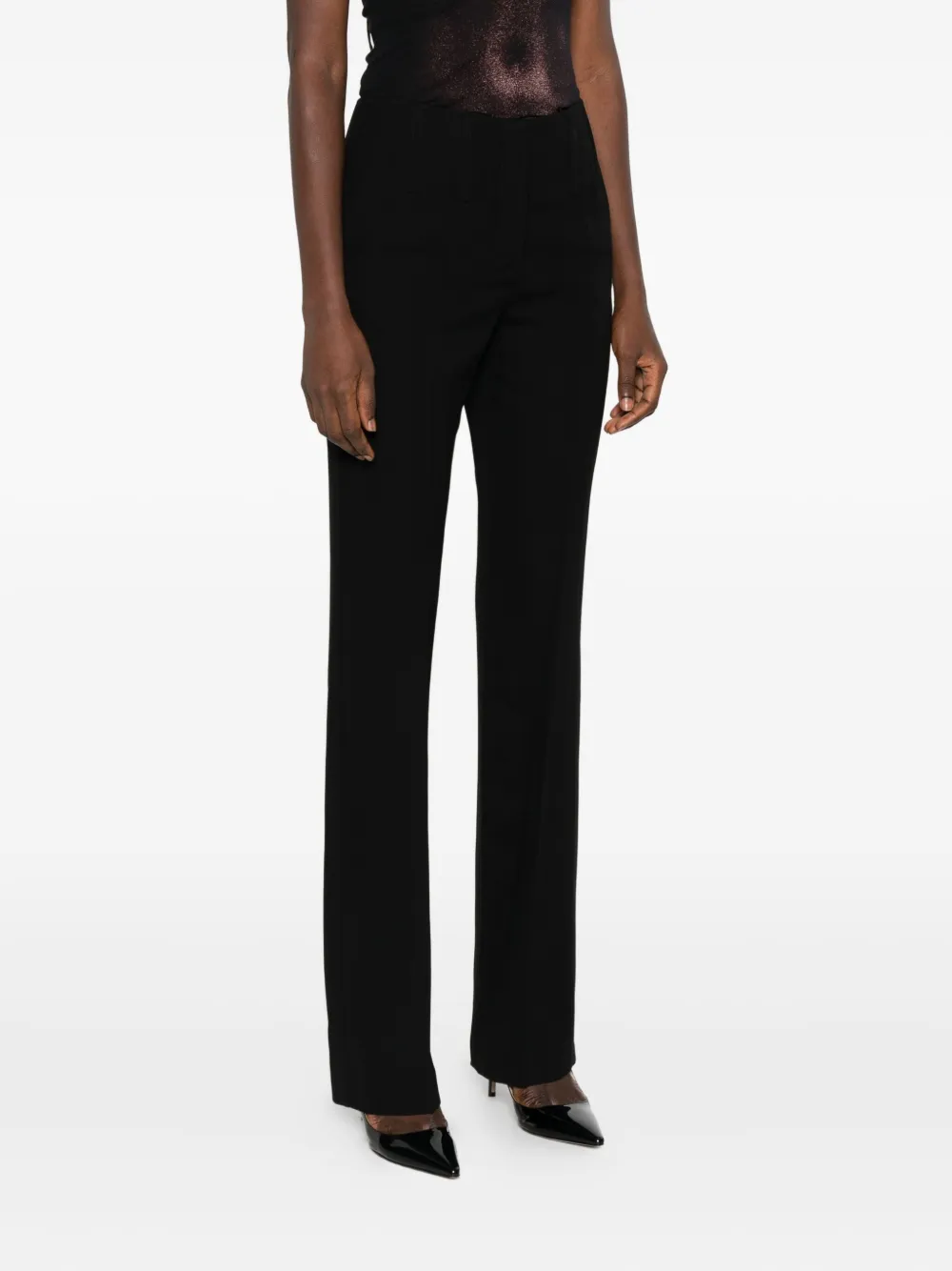 Mugler Straight broek met geplooide voorkant Zwart