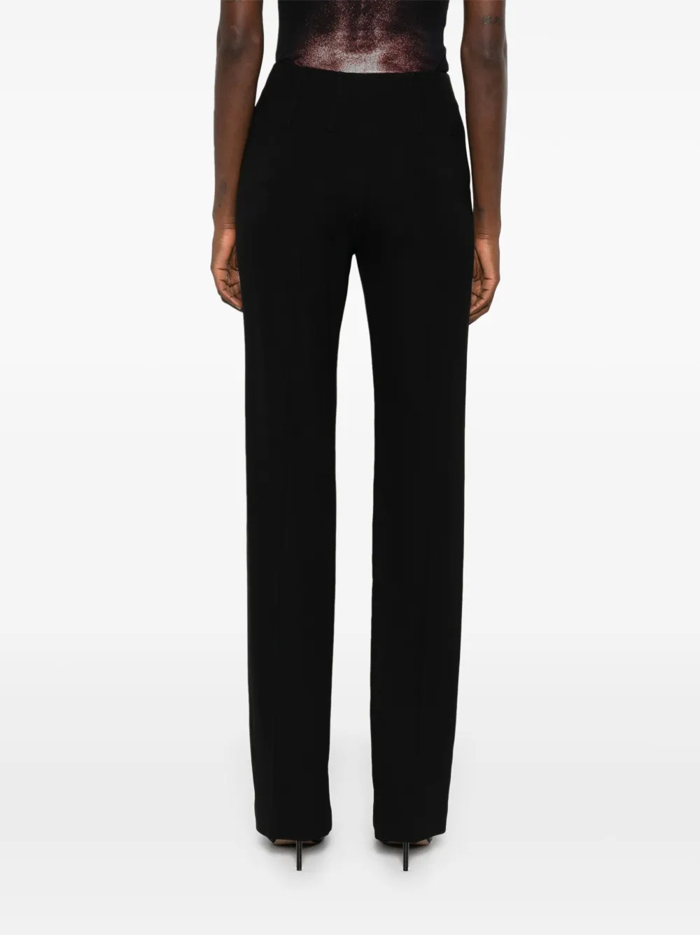 Mugler Straight broek met geplooide voorkant Zwart