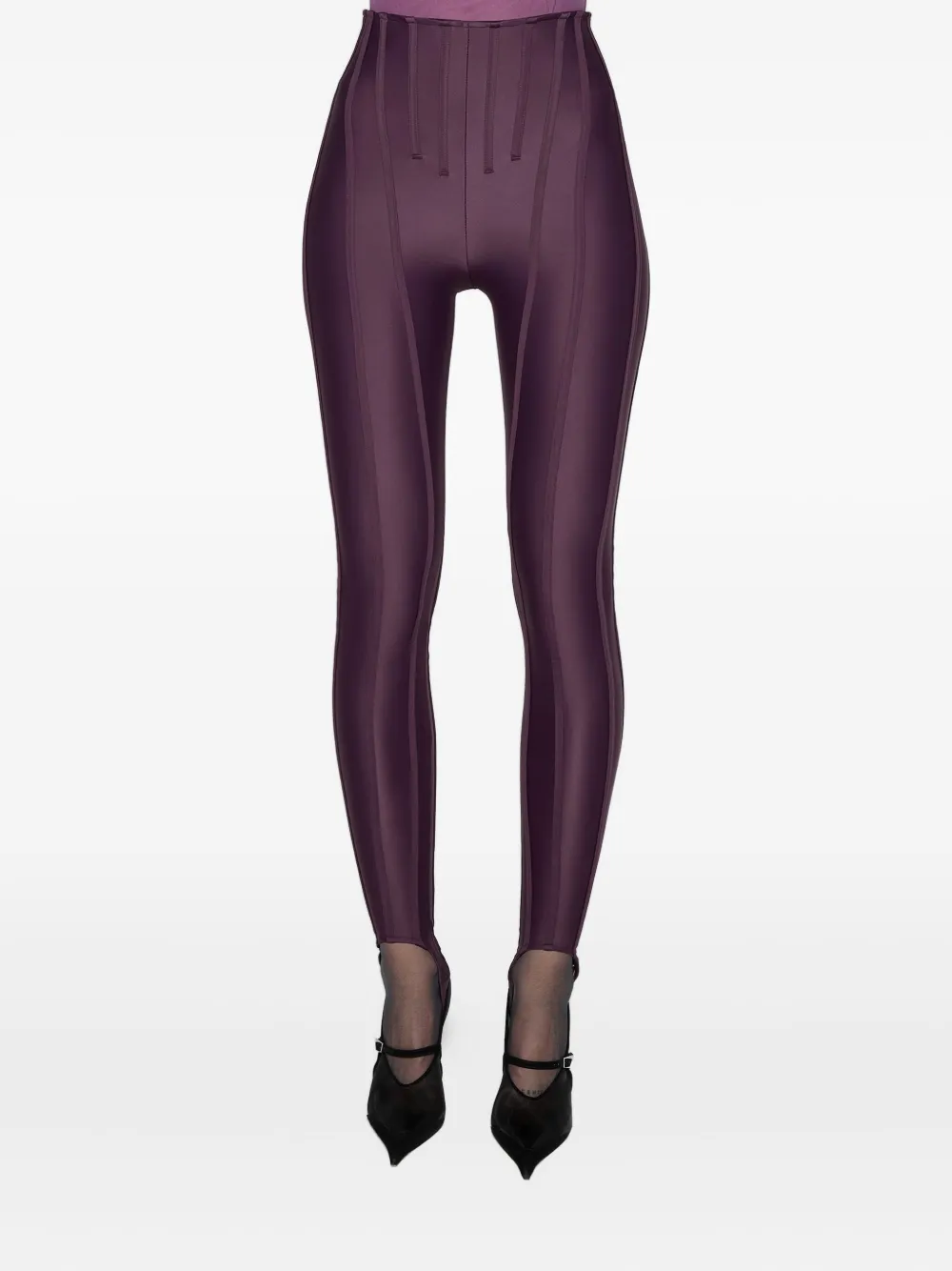 Mugler High waist legging met vlakken Paars