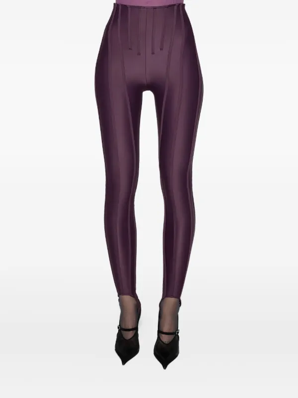 Mugler High-waist Panelled Leggings in Purple