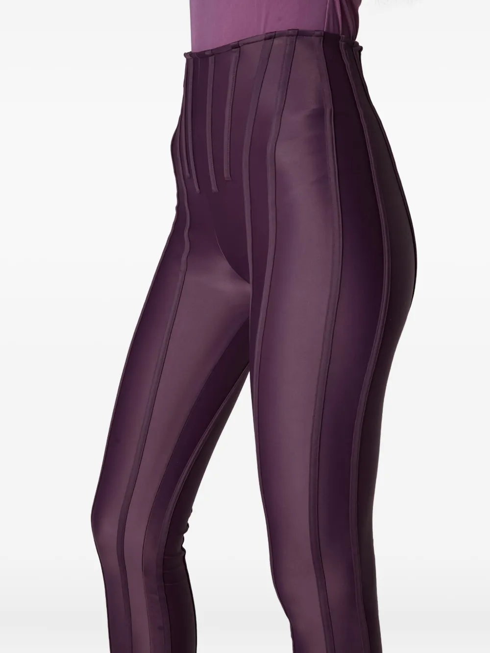 Mugler High waist legging met vlakken Paars