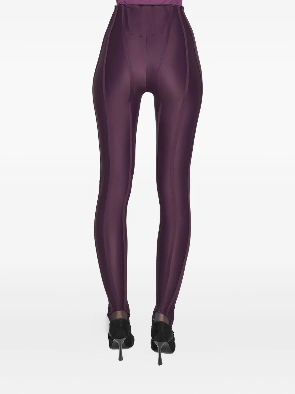 Mugler High waist legging met vlakken Paars
