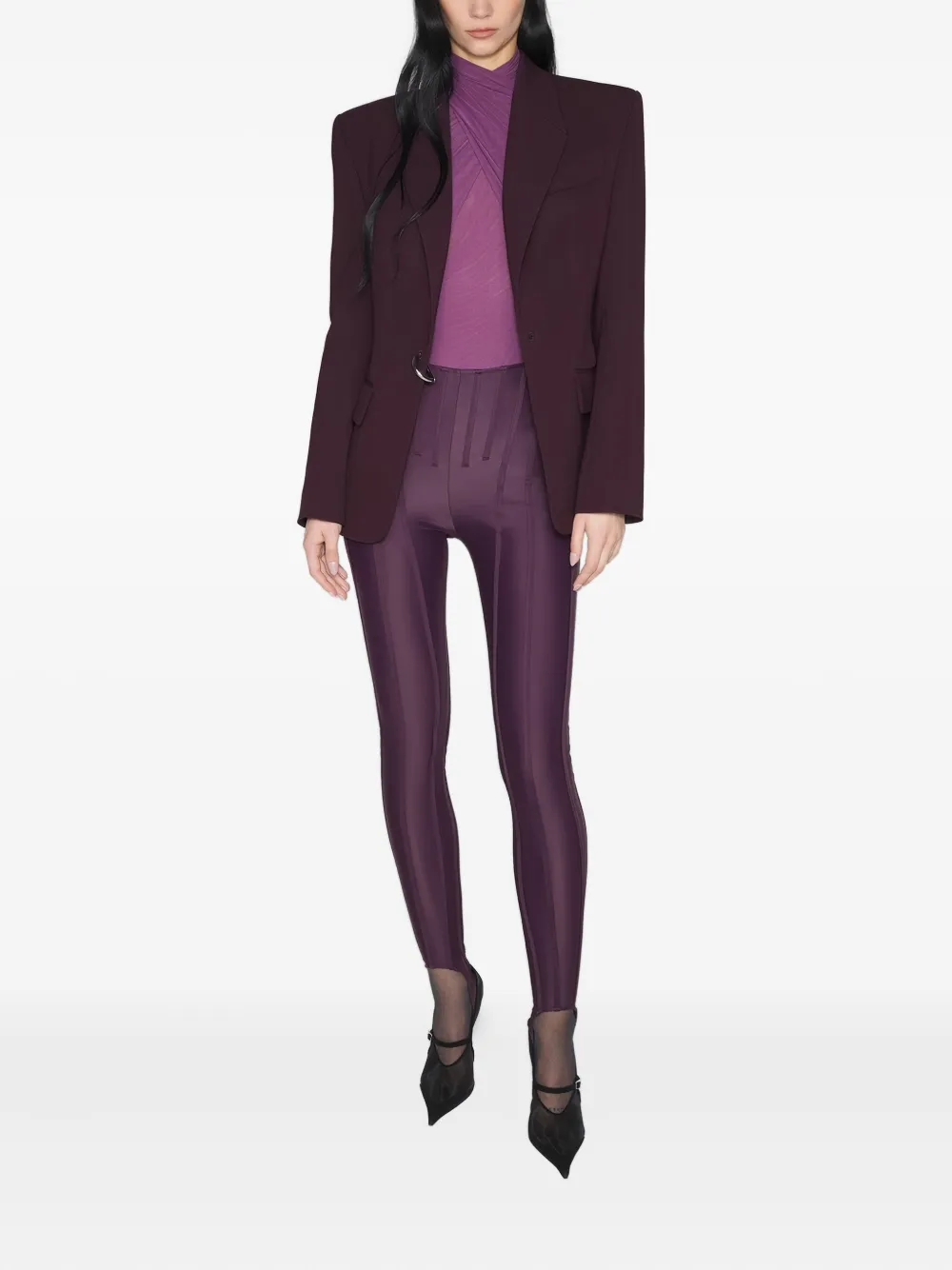 Mugler High waist legging met vlakken Paars