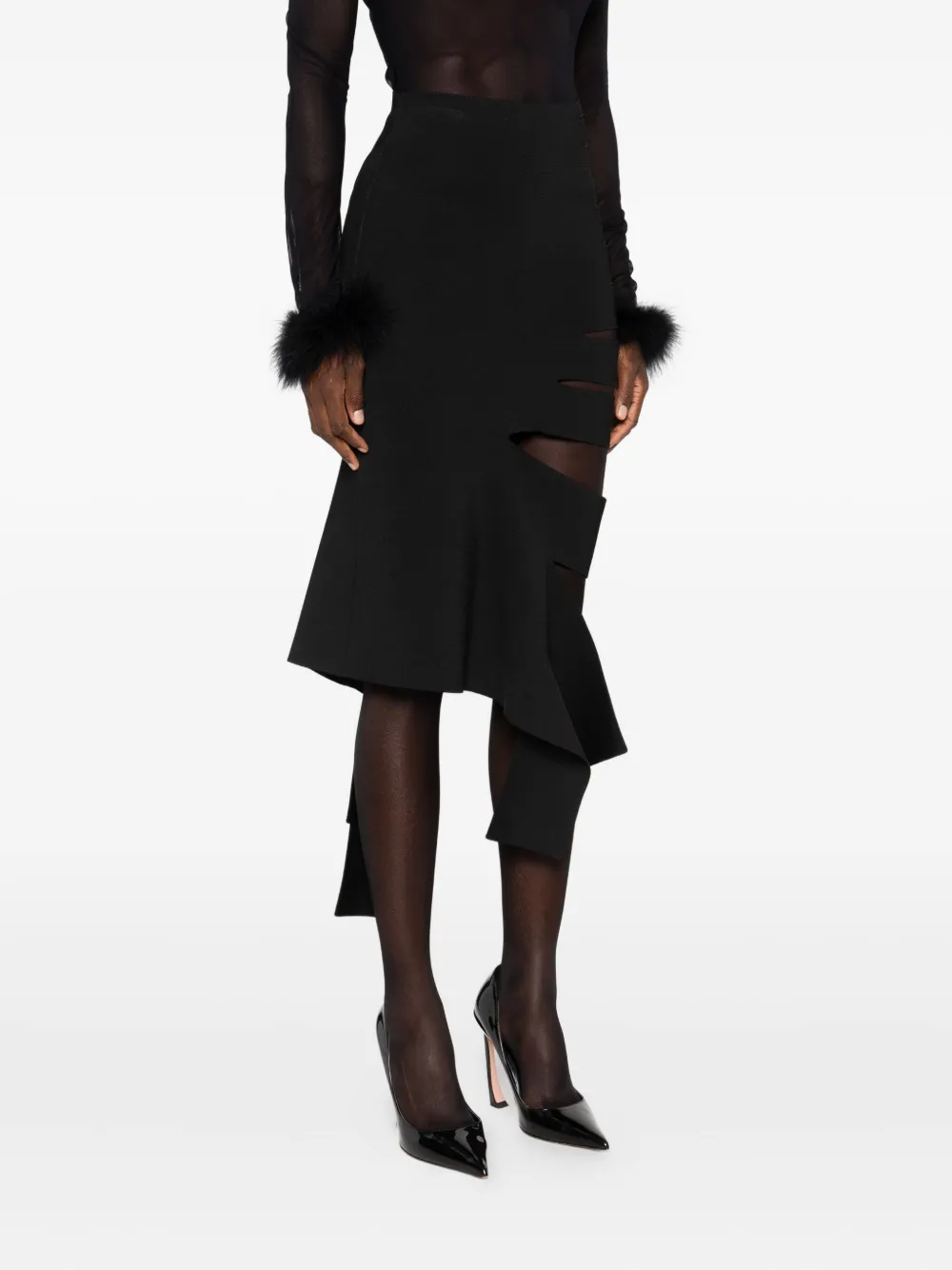 Mugler Asymmetrische rok Zwart