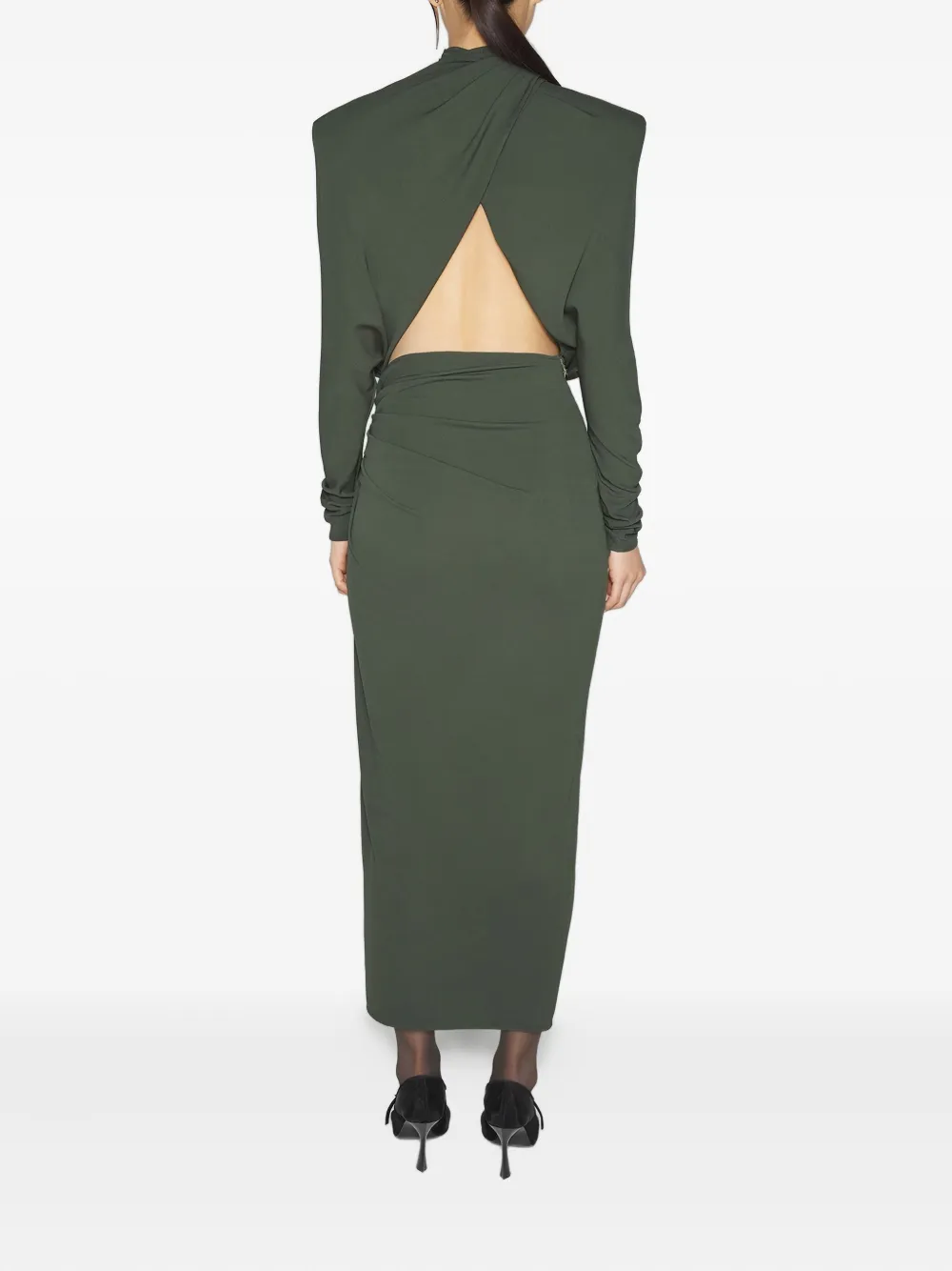 Mugler Midi-jurk met schoudervullingen - Groen