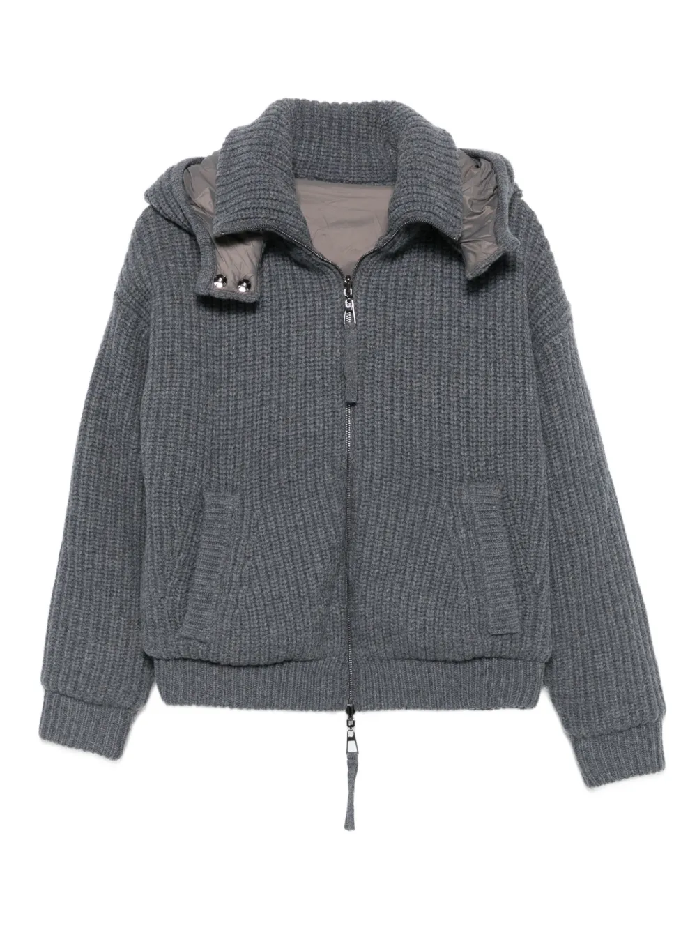 P.A.R.O.S.H. Ribgebreid jack met capuchon Grijs