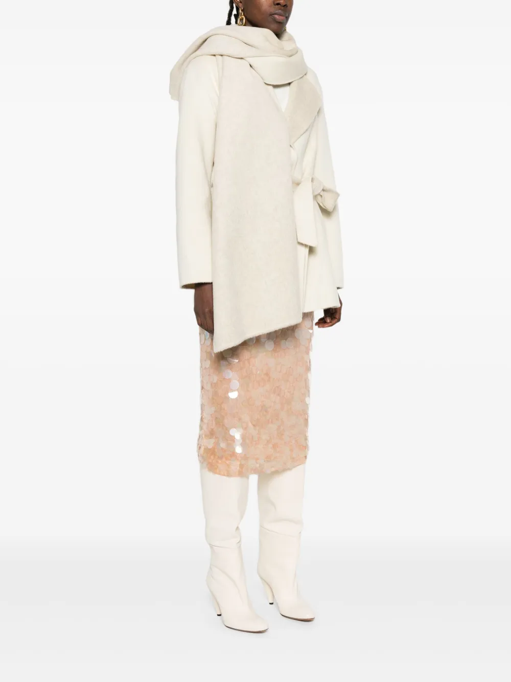 P.a.r.o.s.h Belted Wool Coat In Neutral