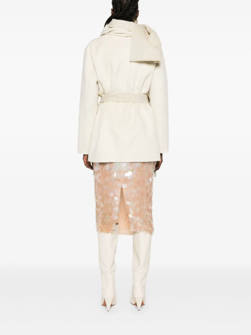 P.a.r.o.s.h Belted Wool Coat In Neutral