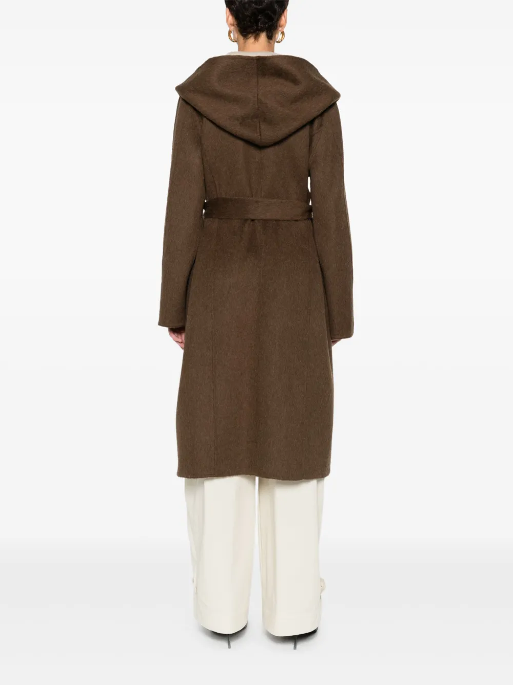 P.a.r.o.s.h Hooded Belted Coat In Brown