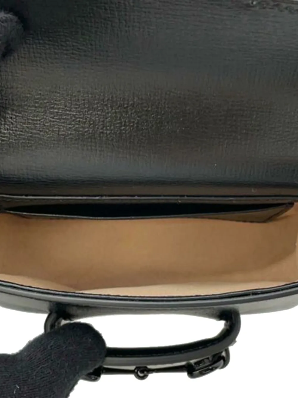Pre-owned Gucci 2016-2025 Mini Leather Horsebit 1955 Web Satchel In Black