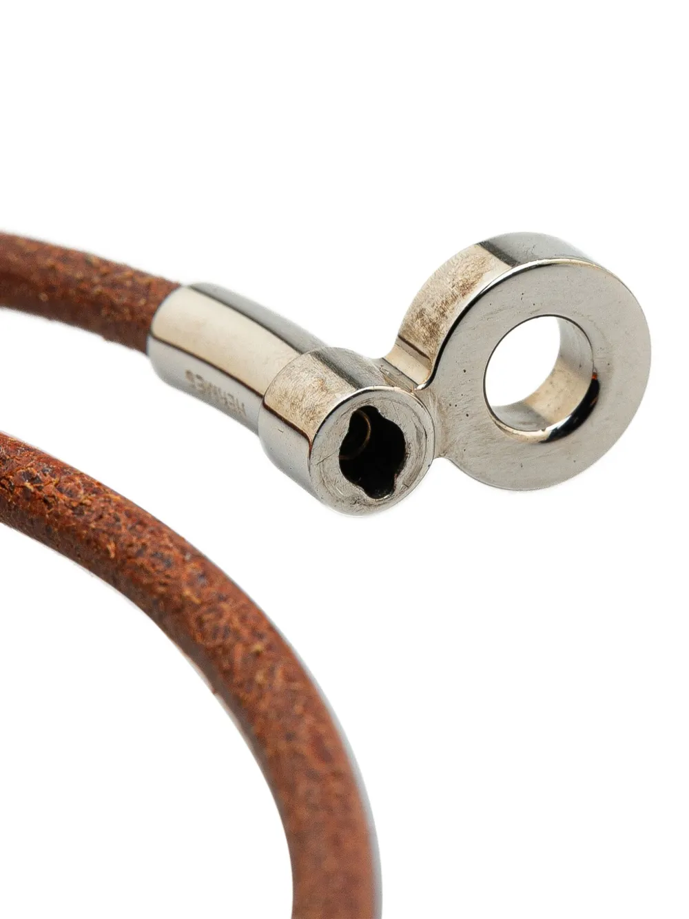 Pre-owned Hermes 20th Century Silver Plated And Leather Kite Choker Necklace Costume Necklace