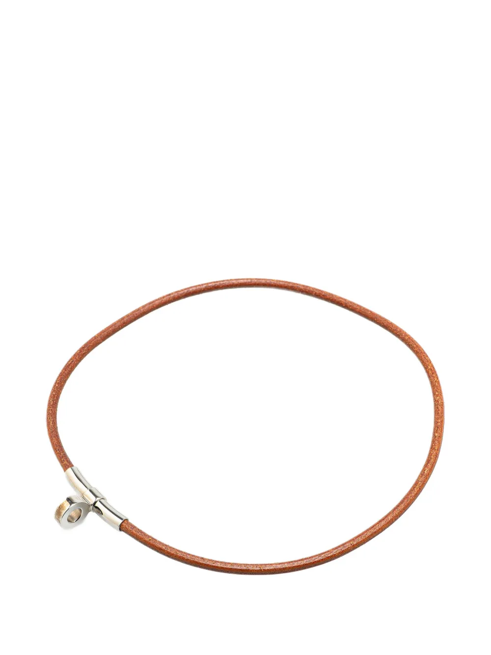 Pre-owned Hermes 20th Century Silver Plated And Leather Kite Choker Necklace Costume Necklace