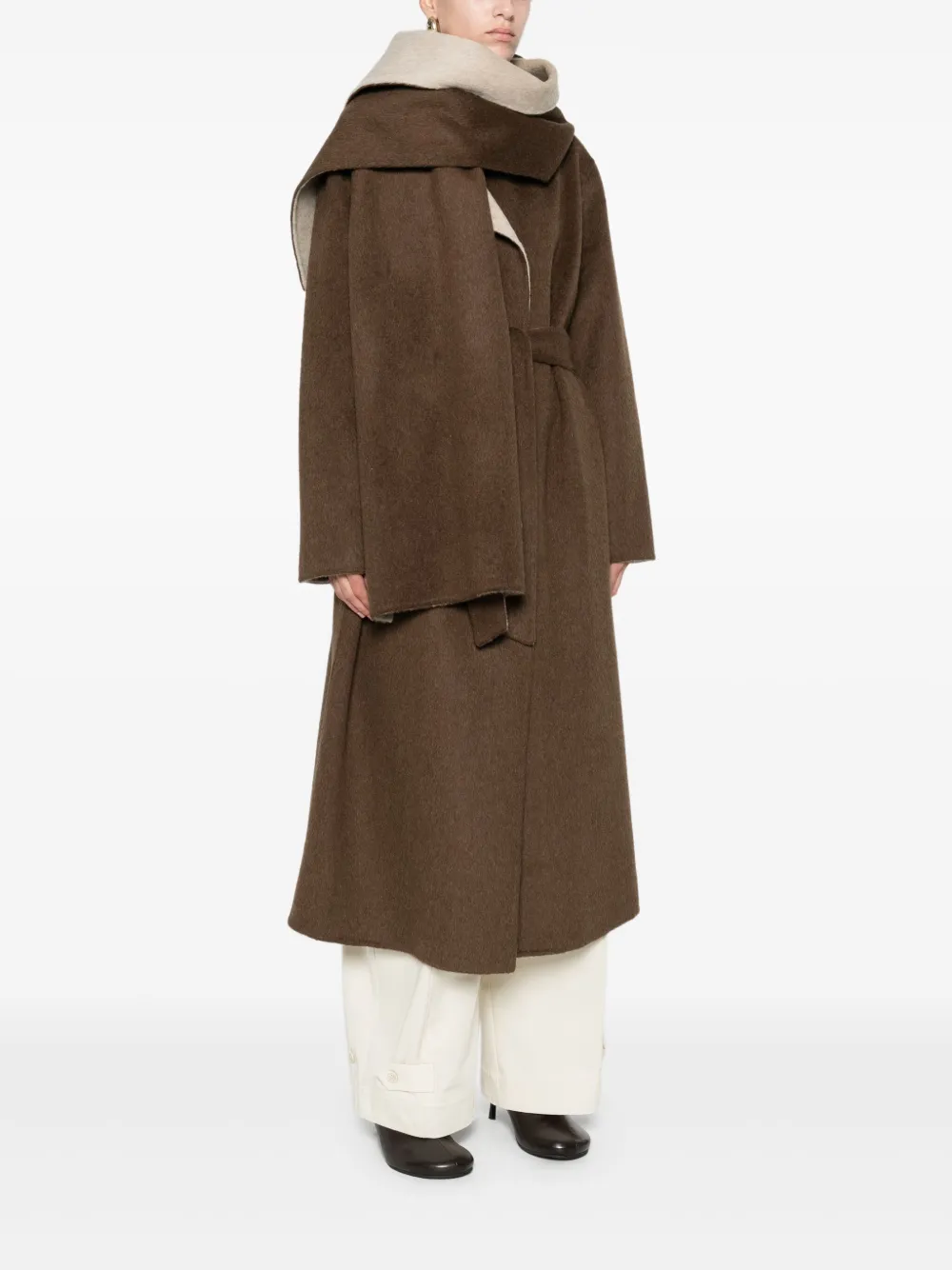 P.a.r.o.s.h Cape-detail Belted Coat In Brown