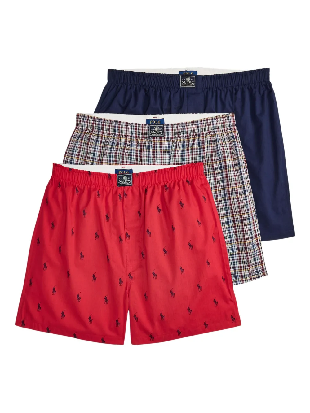Polo Ralph Lauren Drie Polo Pony geruite boxershorts Rood
