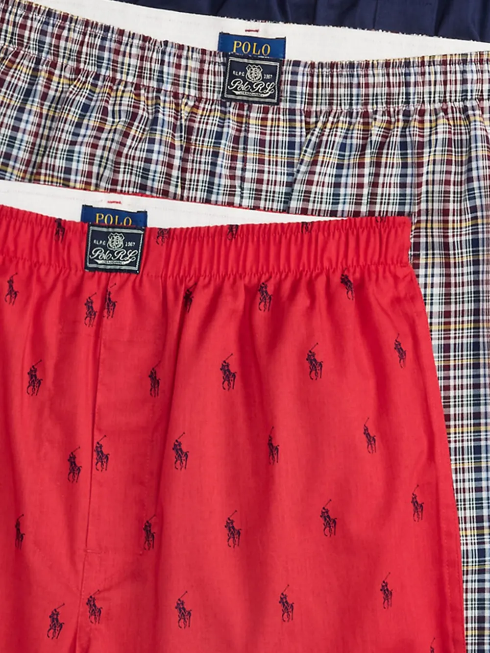 Polo Ralph Lauren Drie Polo Pony geruite boxershorts Rood