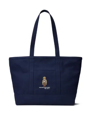Polo Ralph Lauren logo-embroidered Cotton Tote Bag | Blue | FARFETCH