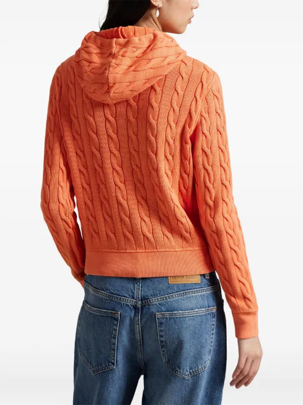 Polo Ralph Lauren cable-knit Hooded Cardigan Orange FARFETCH JO