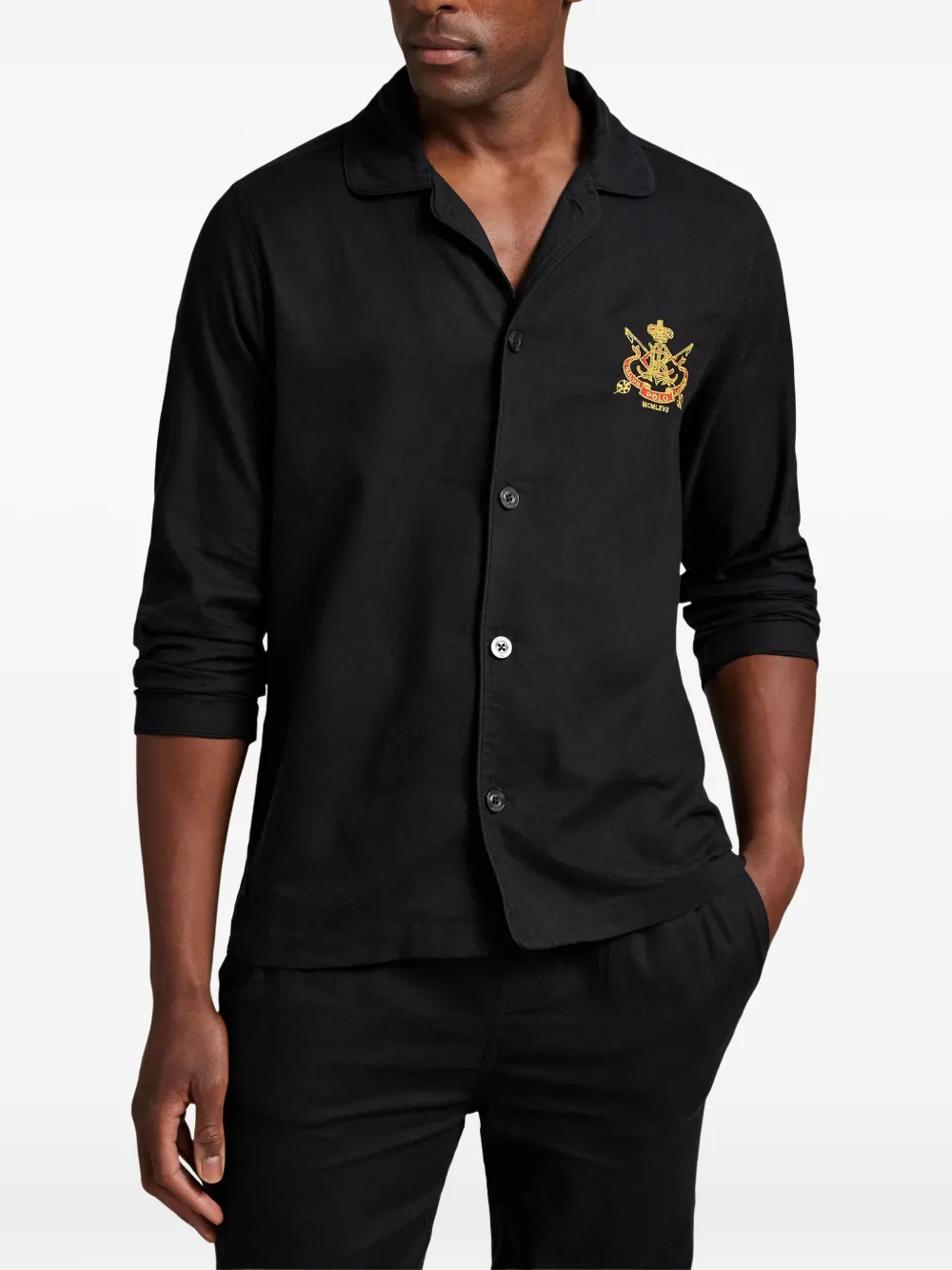 Polo Ralph Lauren Katoenen pyjama met borduurwerk Zwart