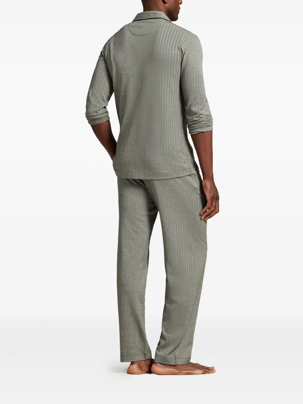 Polo Ralph Lauren Herringbone Long-sleeve Pyjamas In Gray